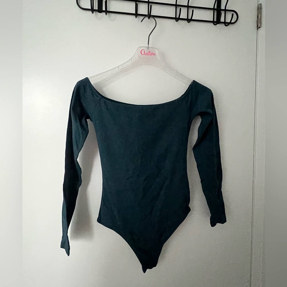 Aritzia Dark Green Long Sleeve Bodysuit